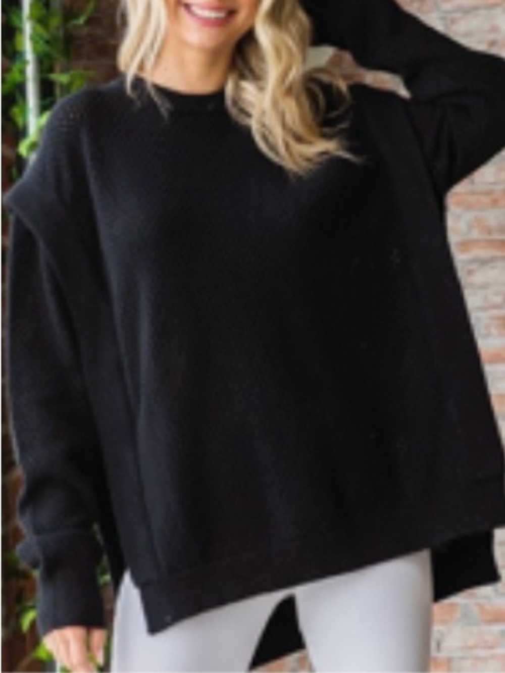 First Love Black Oversized Crewneck Sweater